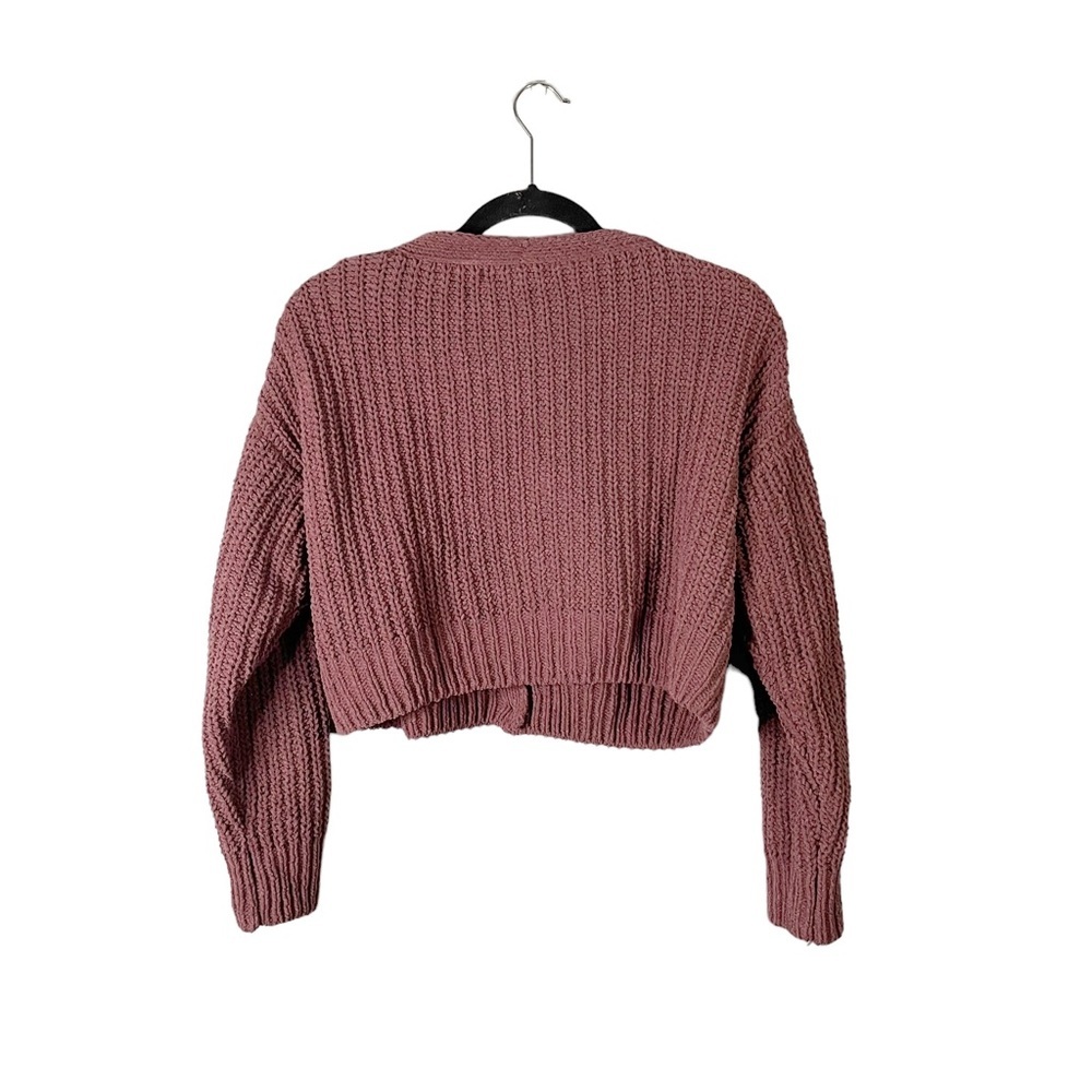 Love Tree Boho Preppy Rose Pink Knit Button Up Front V Neck Cardigan Sweater Lg - Picture 2 of 5